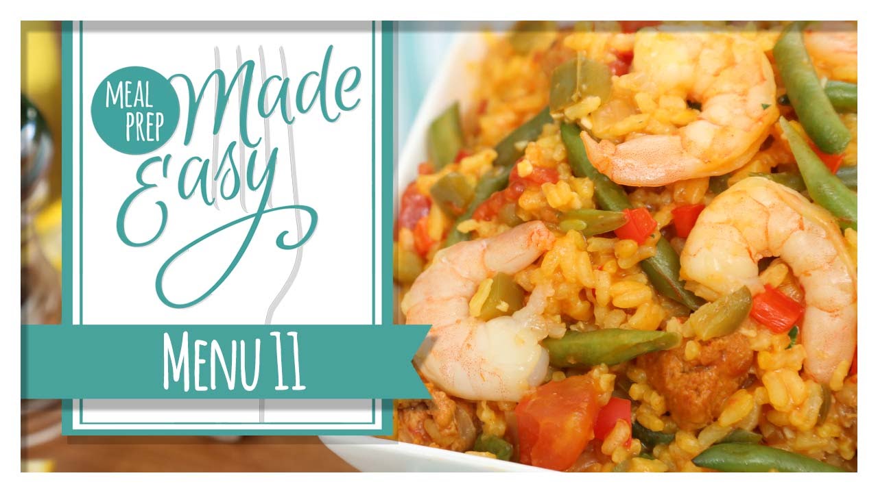 Healthy Meal Prep | Menu 11 | Shrimp Paella, Chilled Gazpacho, Mini Frittatas