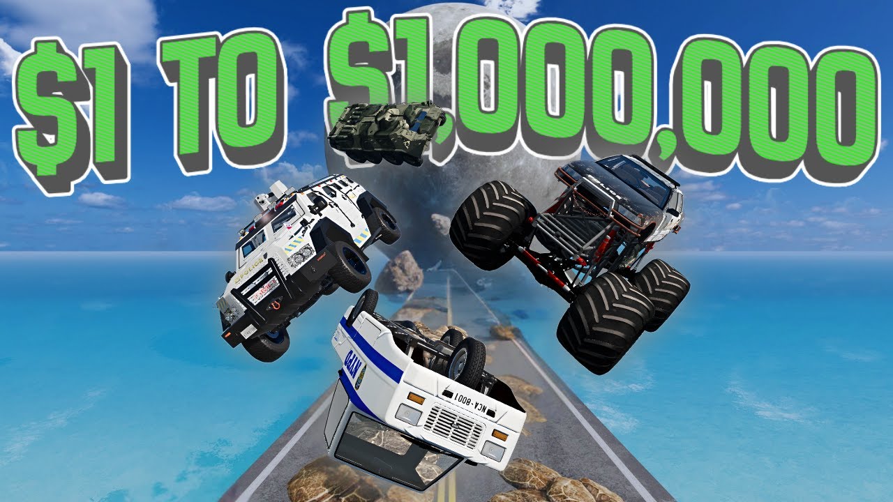 BeamNG | $1 vs $1,000,000 POLICE Cars VS THE MOON