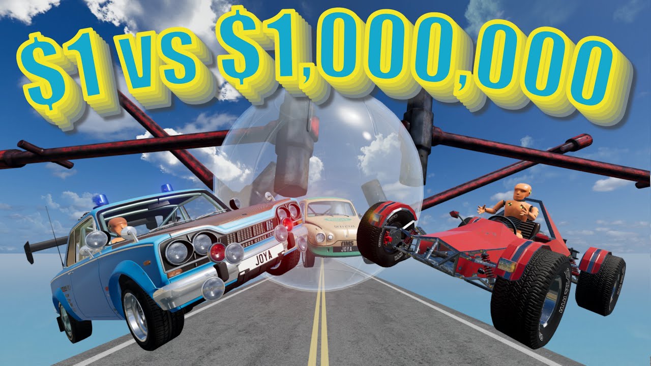 BeamNG | $1 vs $1,000,000 FUNNY Cars VS SLEDGE HAMMER