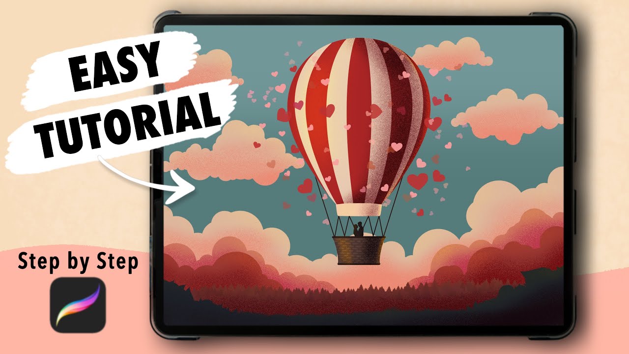 Learn to draw VALENTINE'S DAY Landscape on your iPad - EASY Procreate Beginners Tutorial