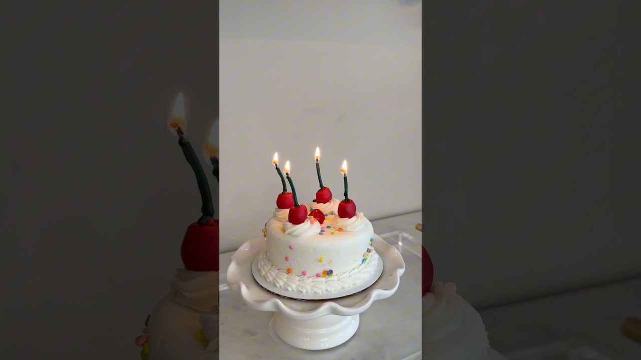 Сделала своими руками самые милые свечи на день рождения😊🍒 #сделайсвечи #изготовлениесвечей #торт...