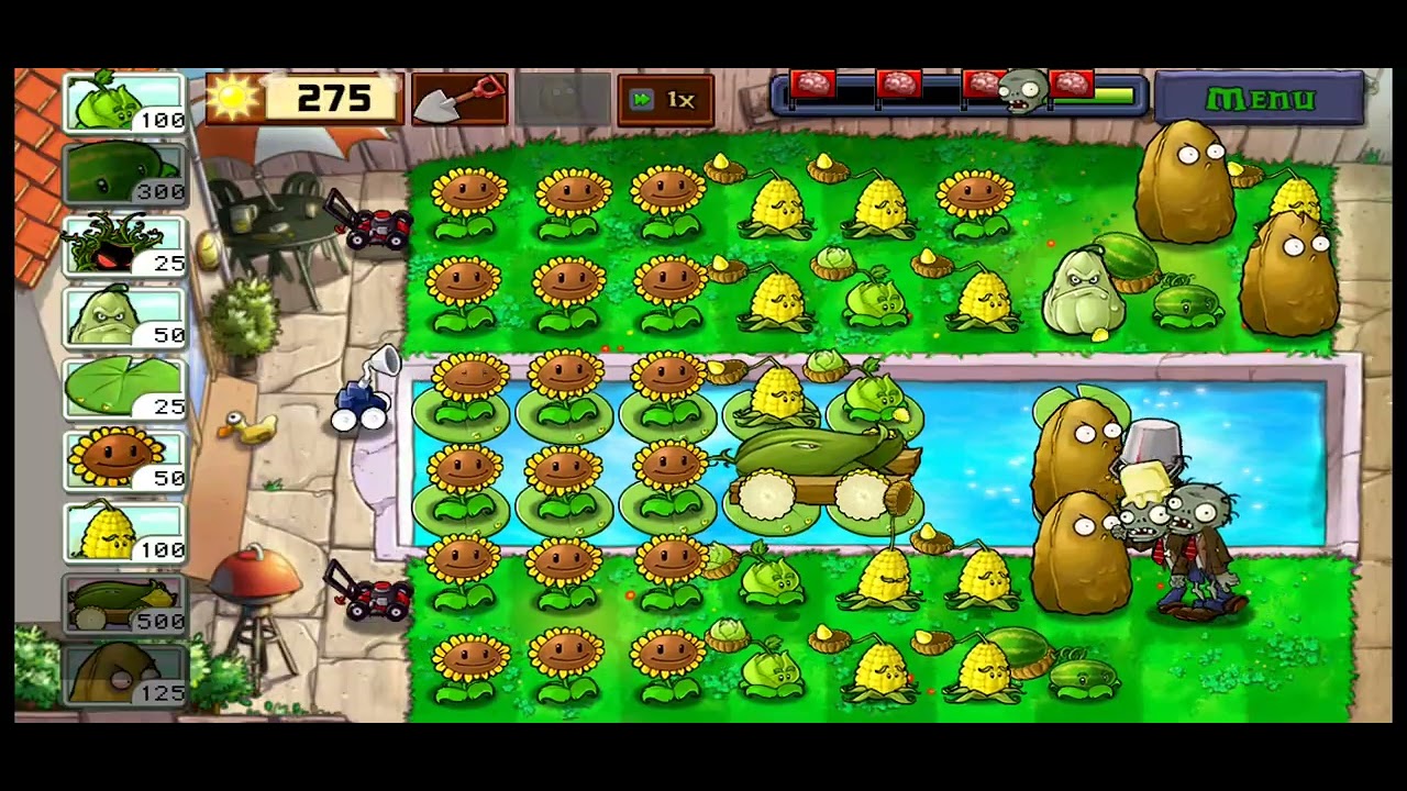 Plants vs Zombies - Adventure 2 - Pool - Level 4 - gameplay (NO BGM)