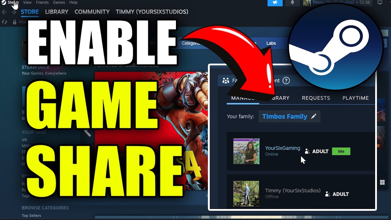 How to Gameshare on STEAM & Install Games (Best Method)