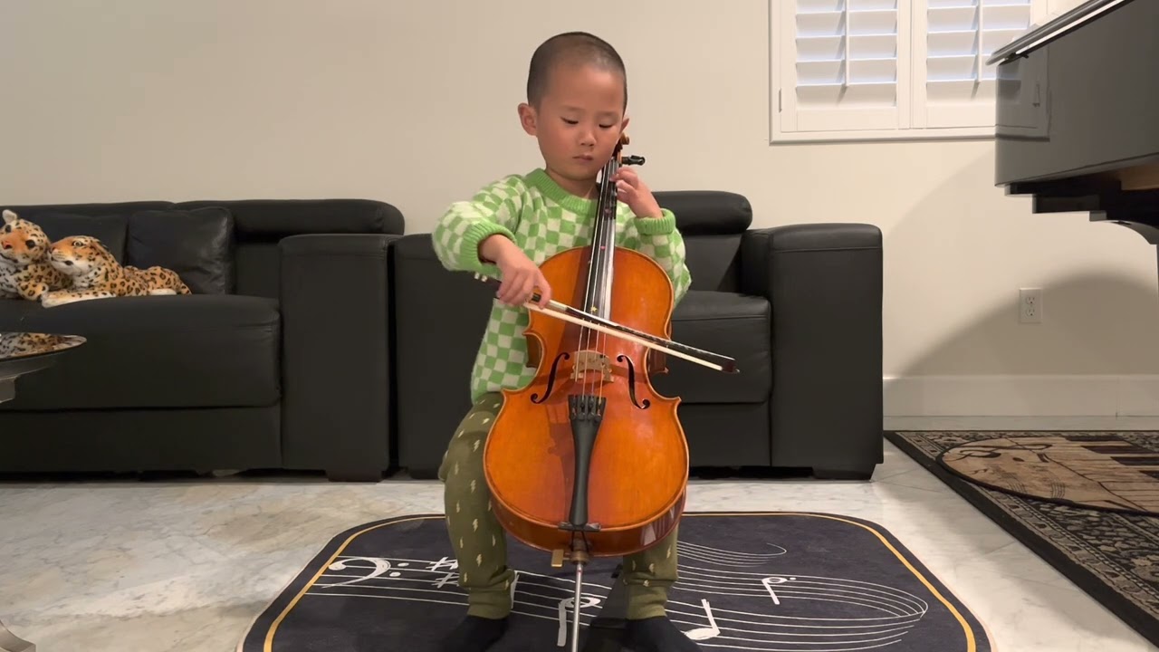 O Come Little Children - Cello - by 5-year-old Wharton Huang