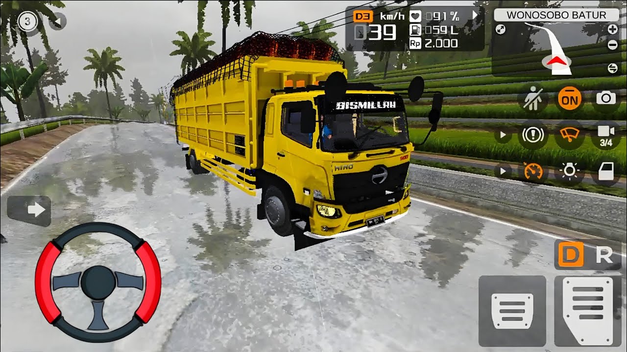 Hino 500 Heavy Loaded 🚛 Driving in Rain 🌧️ | Indian Off-road Map 🗾 | Bussid Indian Gameplay 