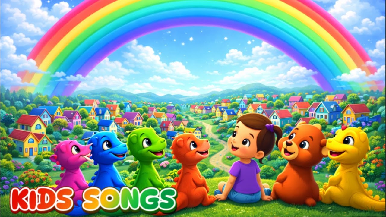 COLORS in the Nature/ Dino wih Rainbow/Child and Bear🎵 Kids Songs - Fun and Learning