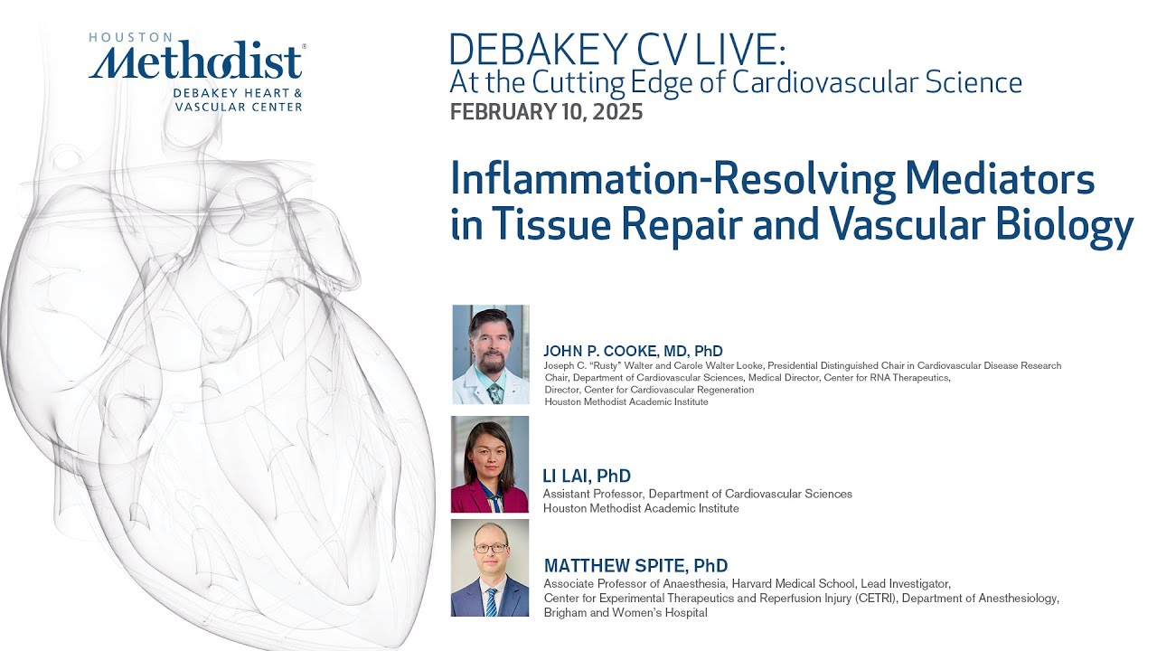 Inflammation-Resolving Mediators in Tissue Repair and Vascular Biology (Drs. Cooke, Lai and Spite)