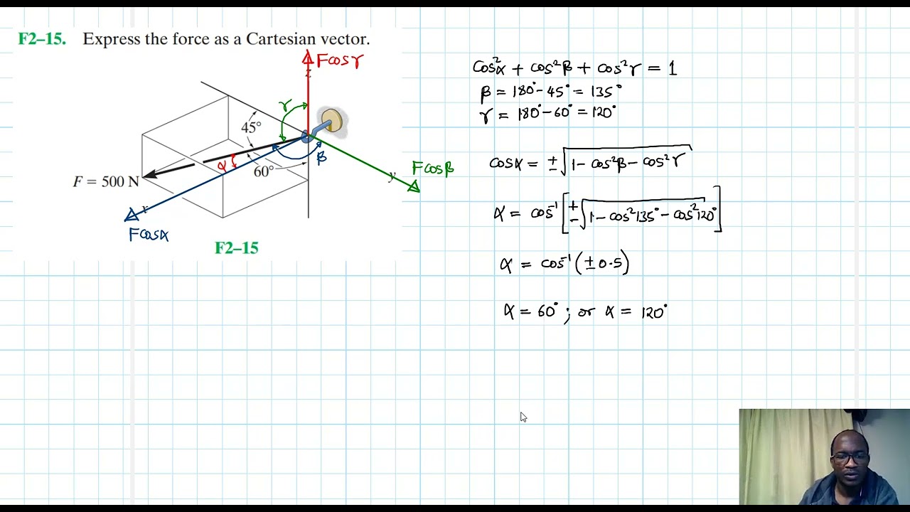 F2-15  Force Vector (Chapter 2: Hibbeler Statics) Benam Academy