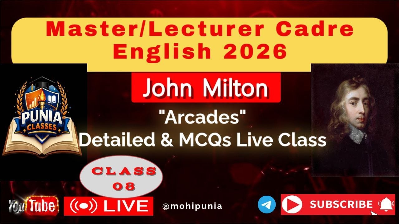 Arcades By John Milton | Detailed & MCQs CLASS 08 | Master Cadre English #Arcades #milton