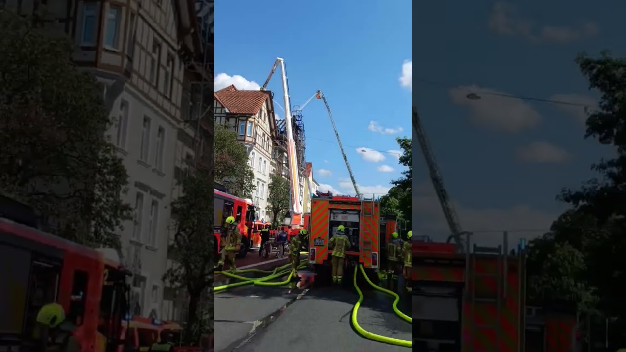 Gro&szlig;brand in Hannover Vahrenwald, Dachstuhl eines Geb&auml;udes in Vollbrand!