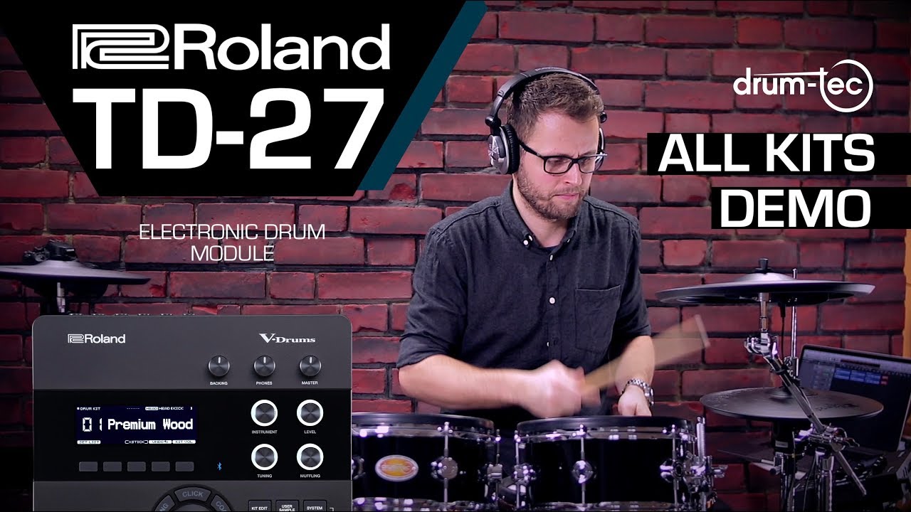 Roland TD-27 electronic drum module playing all kits demo with drum-tec diabolo series