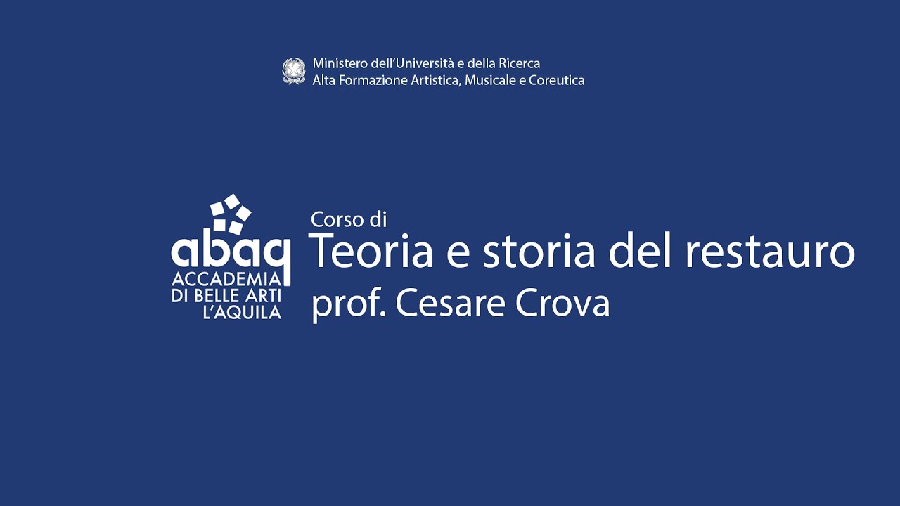 INDIRIZZO RESTAURO Cesare Crova   Teoria e storia del restauro