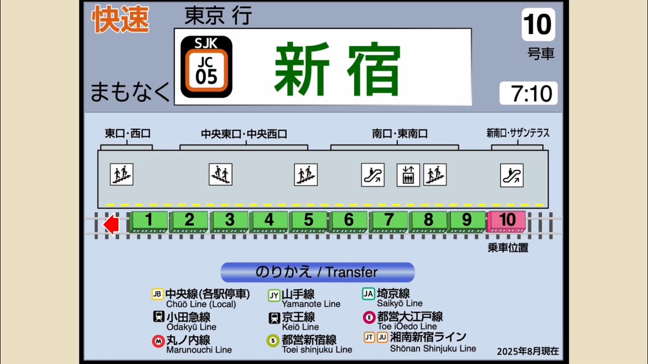 【LCD再現自動放送】JR東日本中央線快速東京行き 武蔵小金井→東京 トレインビジョン改正版車内放送/JR Chuo Rapid service train vision#トレインビジョン #車内放送