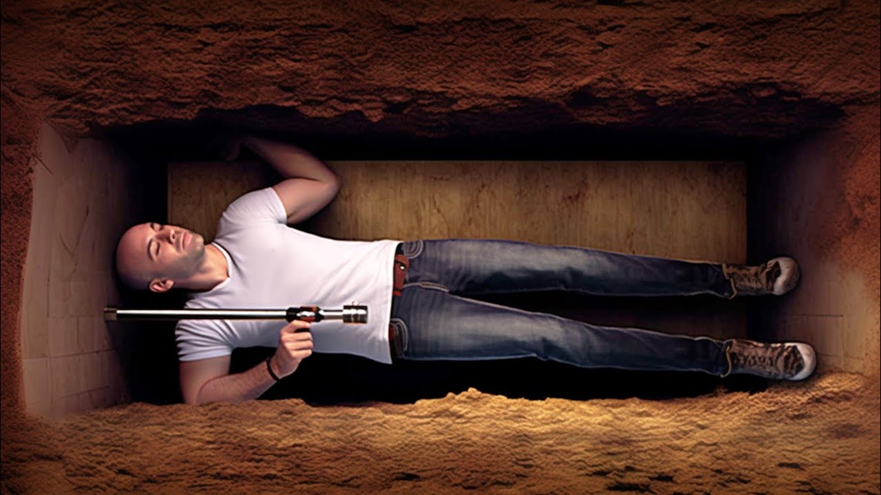 Похороненный заживо в гробу, он вынужден спасаться только зажигалкой