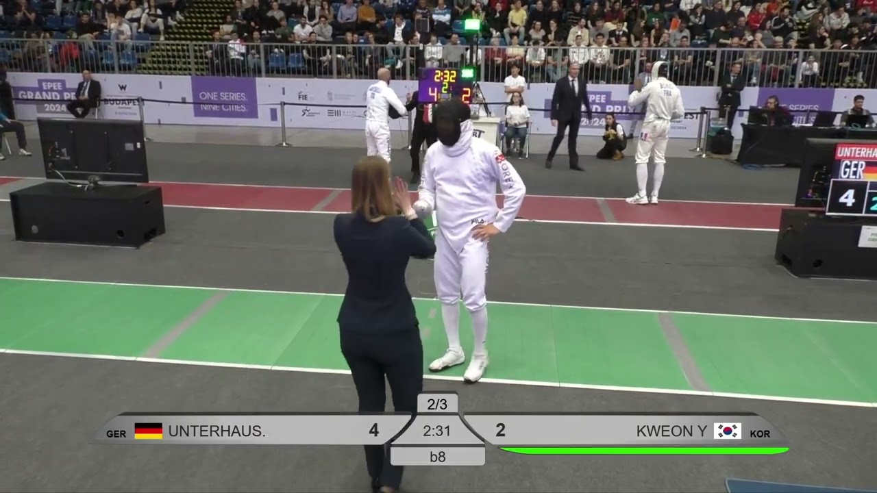 2024 112 T08 03 M E Individual Budapest HUN GP GREEN KWEON KOR vs UNTERHAUSER GER