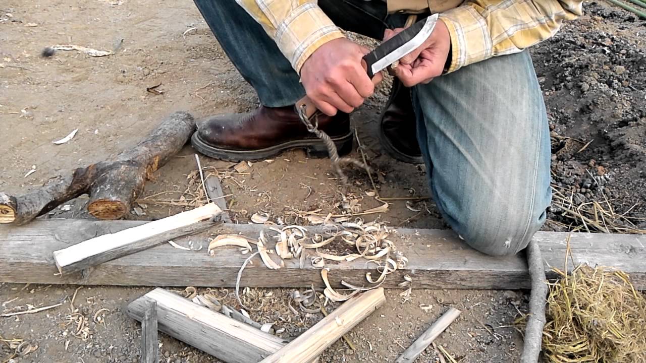 Bowdrill fire starting,TOPS BOB Fieldcraft knife.