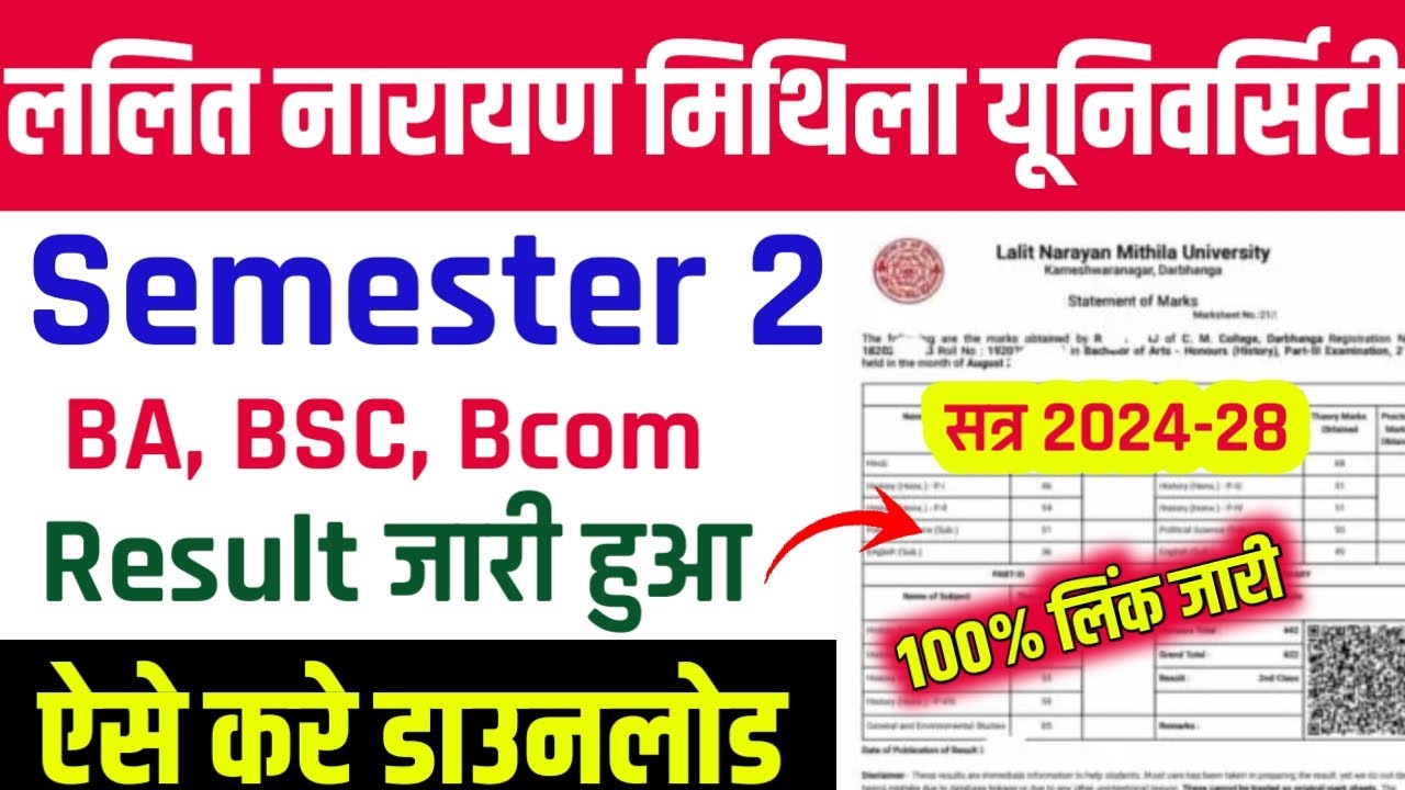 🔥LNMU Semester 2 Result 2024-28 Download।✅LNMU UG Semester 2 Result Kab Aayega 2026