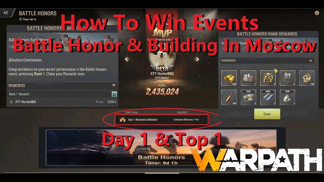 Warpath Tutorial 101 - Win Battle Honor Day 1: Resource Collection (HunterBBQ Tips & Tricks)