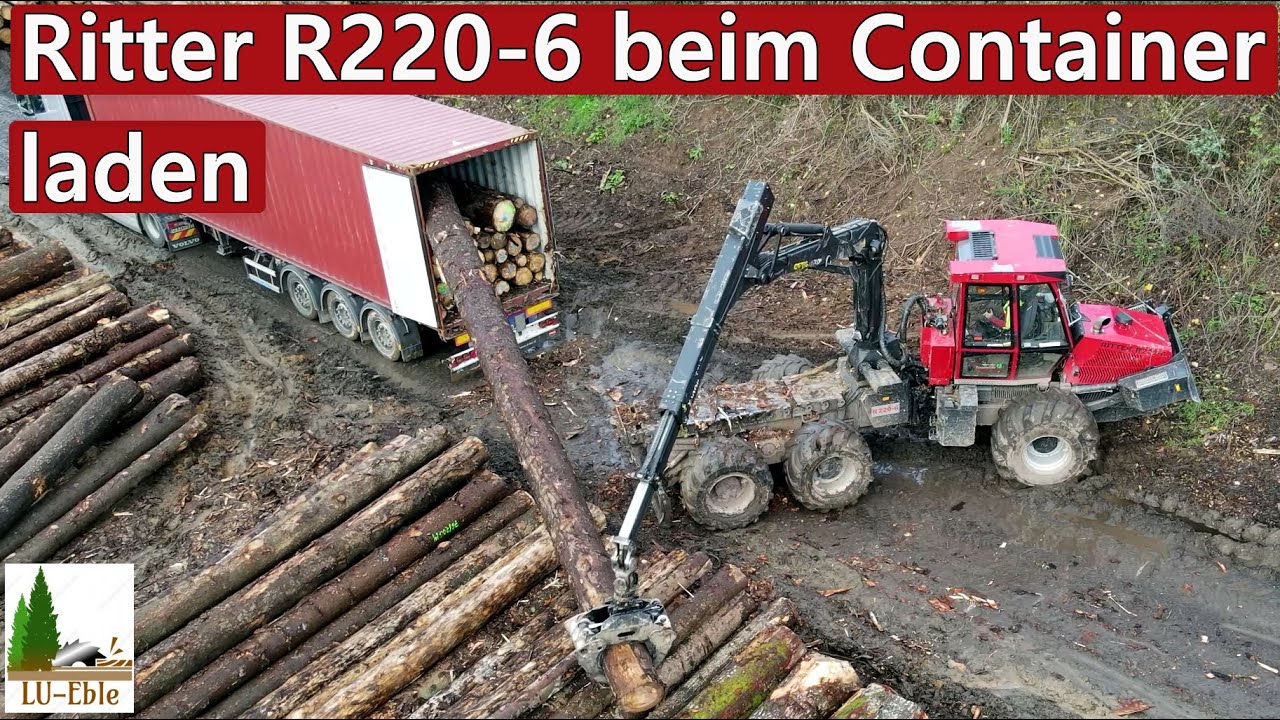 Schwarzwald Holz auf Weltreise | RITTER R220-6 beim Container laden | Forstbetrieb Stephan Diener