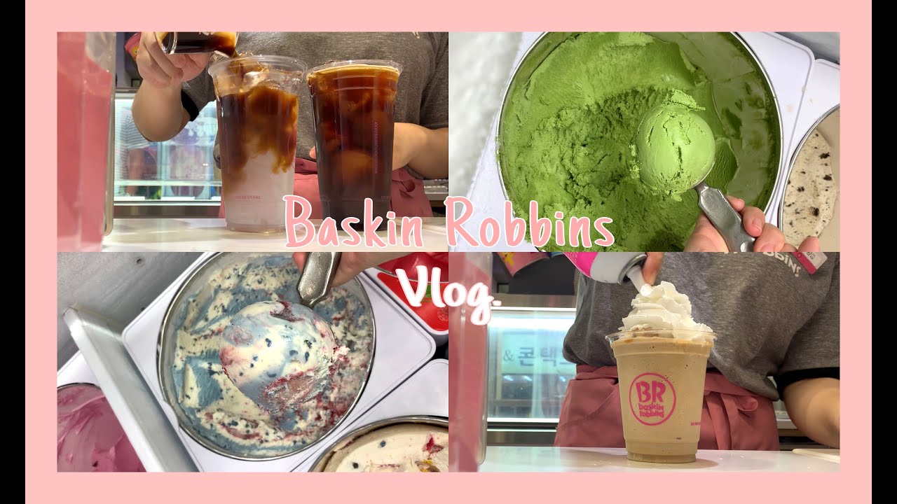 [BR Vlog.] 배스킨라빈스 알바 브이로그| 케잌봉투 | 스쿠핑 | 배라 음료 만들기 | 알바 브이로그