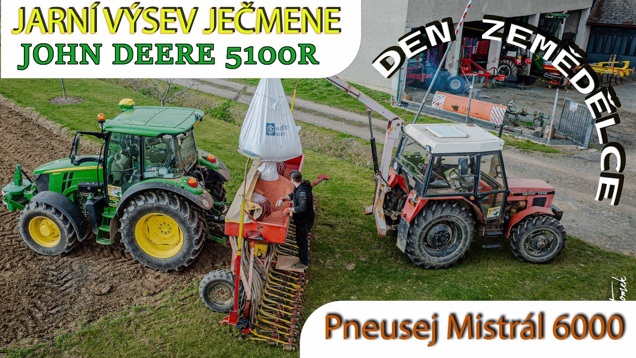 Den zemědělce #1 - jarní výsev ječmene | John Deere 5100 R & PNEUSEJ MISTRAL