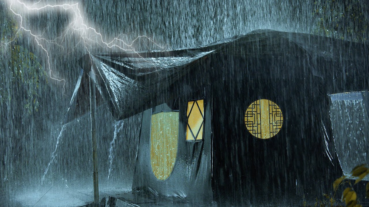 Deep Sleep in Cozy Tent on Rainy Night | Heavy Rainstorm on Tent & Powerful Thunder | Rain 10 Hours