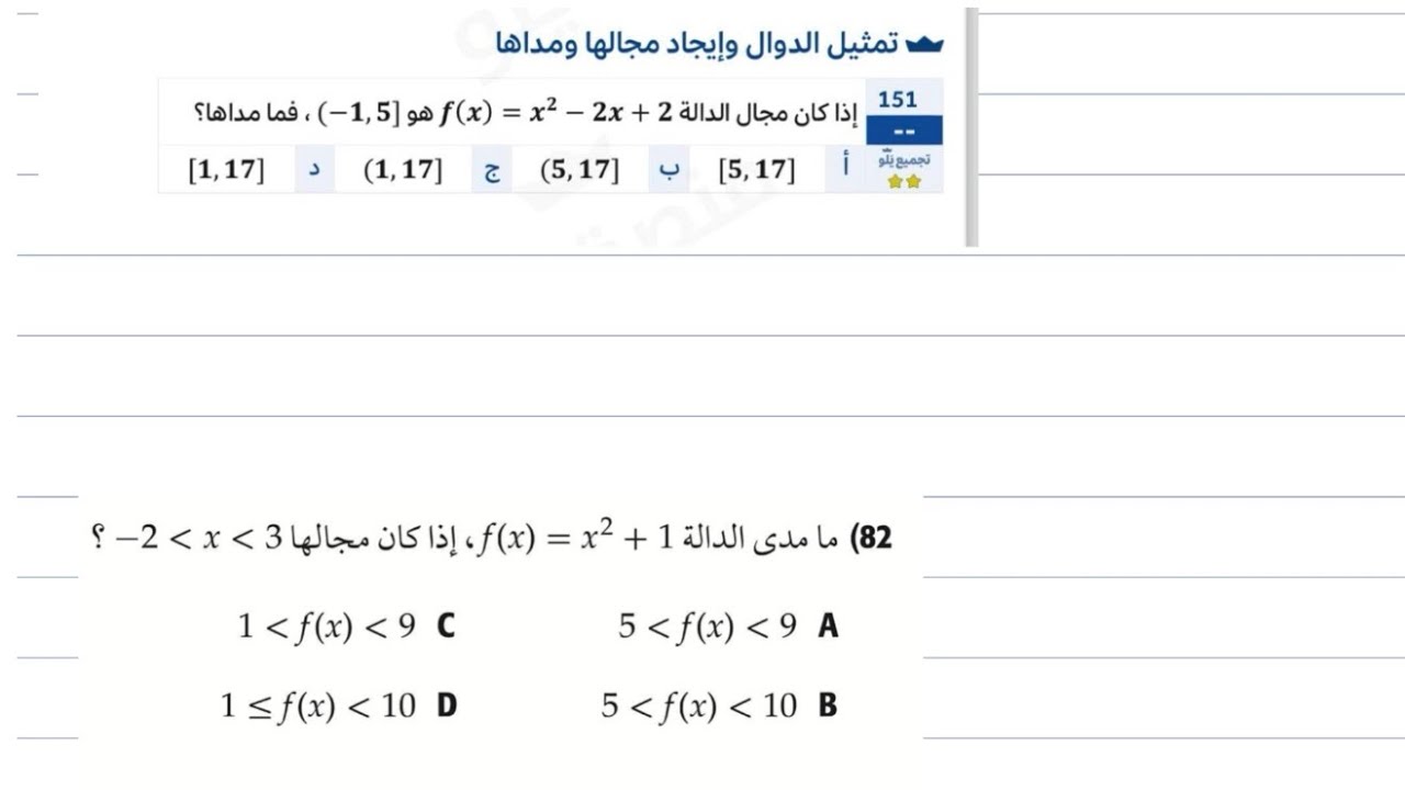 ايجاد المدى ب استخدام الاشتقاق طريقه جديده للحل (سوال تحصيلي )