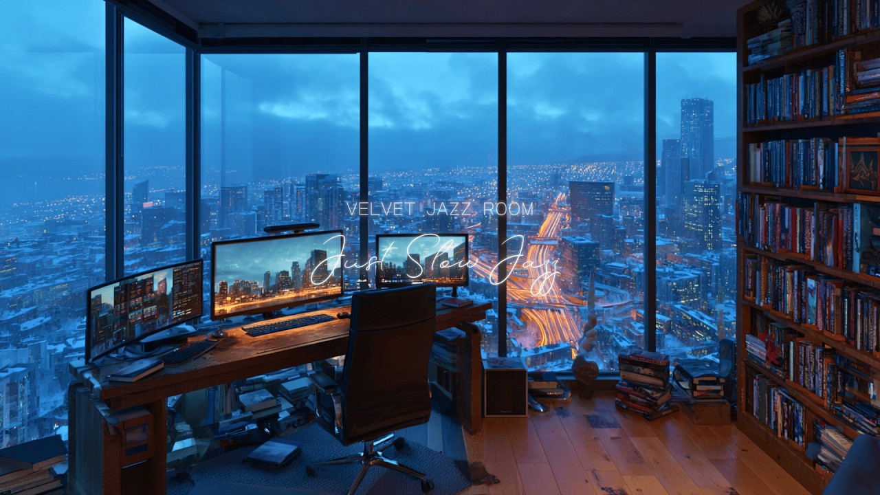 [Playlist] 夜の作業部屋で聴く大人のジャズ｜深夜のリラックスBGM Minimal Jazz Room | Late Night City Views & Calm Jazz BGM