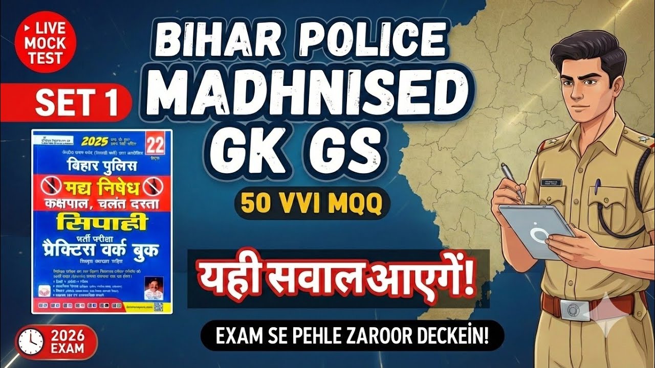 🔴 Bihar Police Madhnished GK GS Mock Test | 50 vvi Questions | Exam se pehle zaroor dekhein!