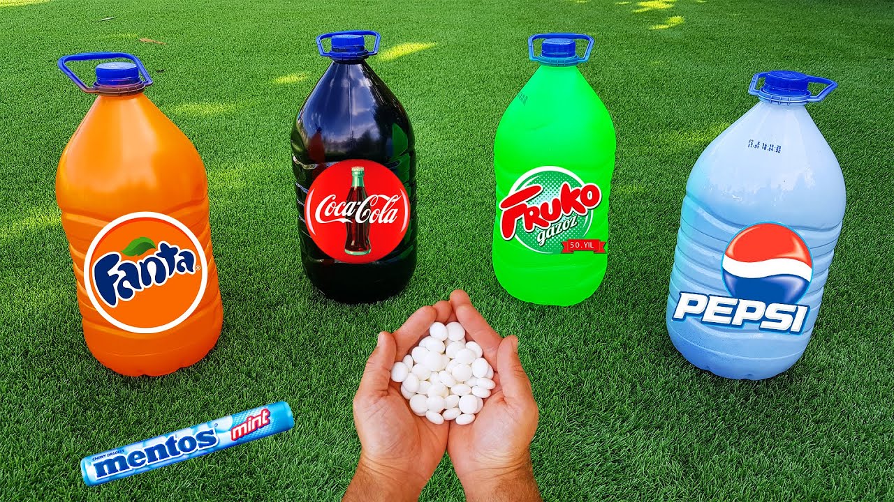 Experiment !! Big Coca Cola, Fanta, Pepsi, Fruko VS Mentos ! Volcano Eruption