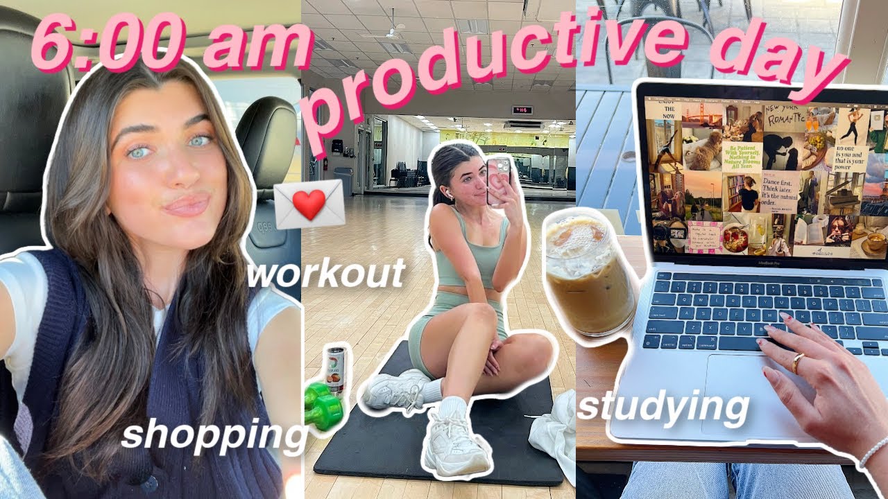 6AM productive day in my life 2022! *workout, studying, & deep cleaning *
