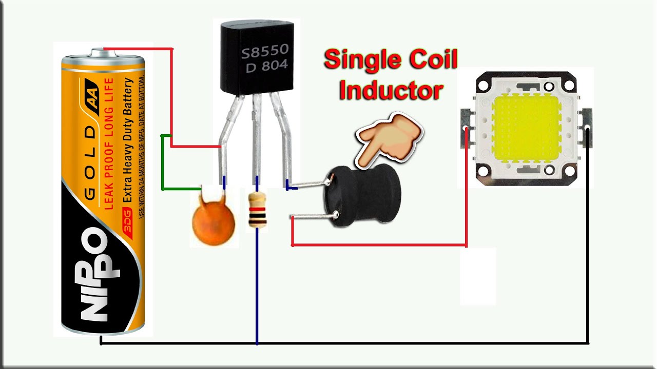 Single Coil Inductor Powerfull DC Boost Converter 1.5v to 3.7v, 3v, Single Coil Inductor Joule Thief