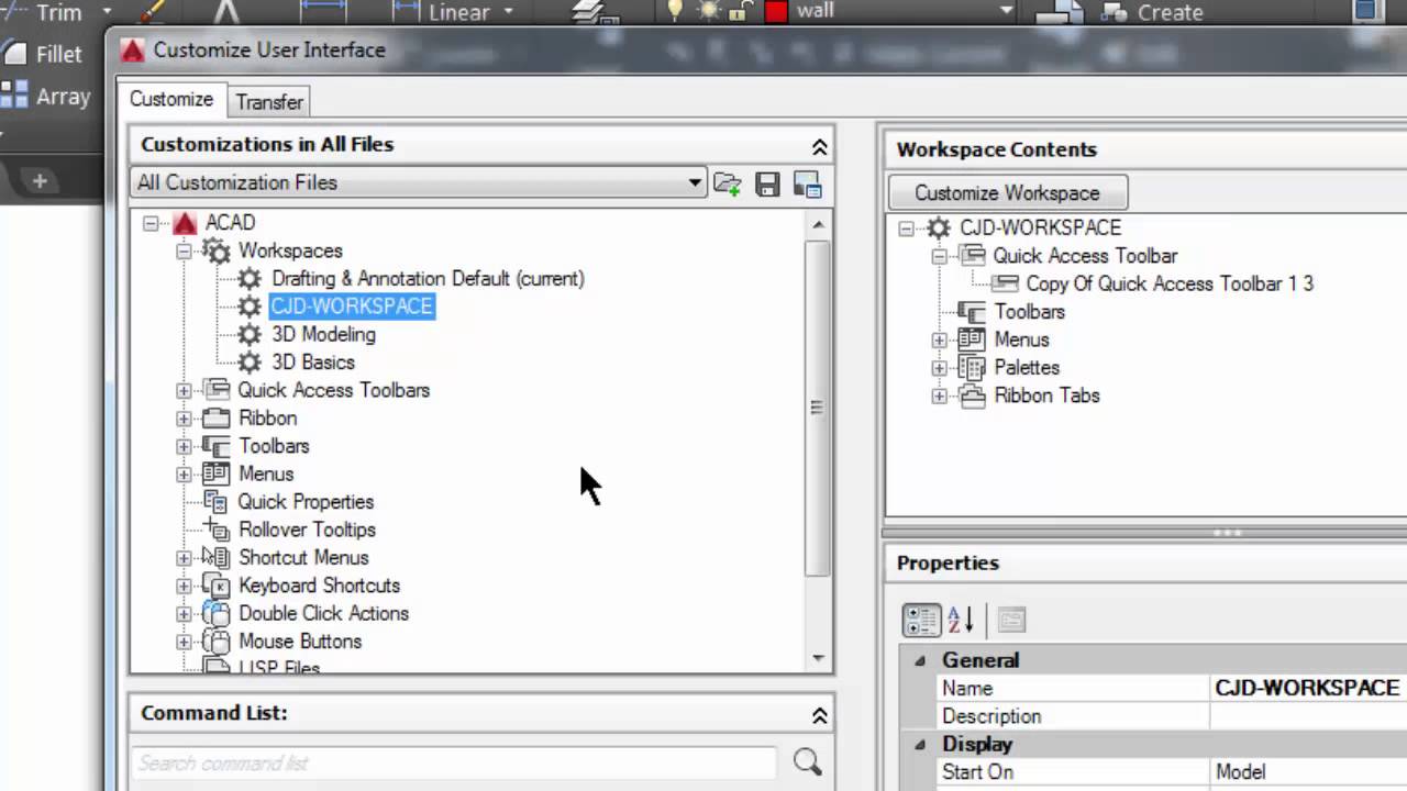Autocad 2016 - Create a Workspace #70