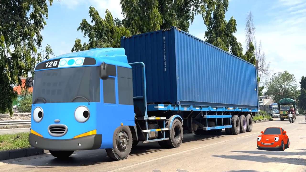Wow Ada Truk Kontainer Besar, Truk Tangki Dan Bus Telolet Basuri Mirip Tayo Dan Kawan Kawan