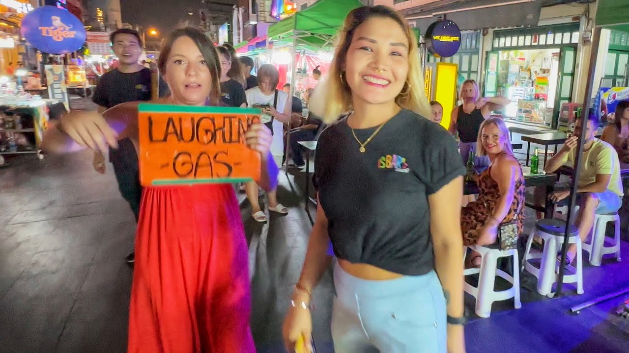 🇹🇭 Khao San Road Bangkok Night Walking Tour, Bangkok's famous nightlife district - 4K HDR