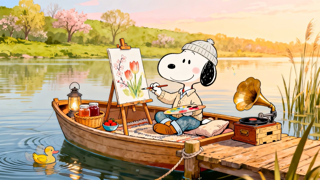Snoopy Spring Lofi Vibes 🌸 | Soft Cozy Music for Relax, Focus & Calm Mornings
