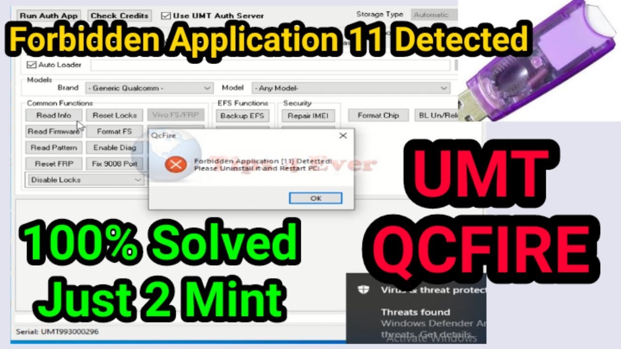 UMT Qcfire Forbidden Application 11 Detected  Please Uninstall It Or Restart Pc 100% Solved