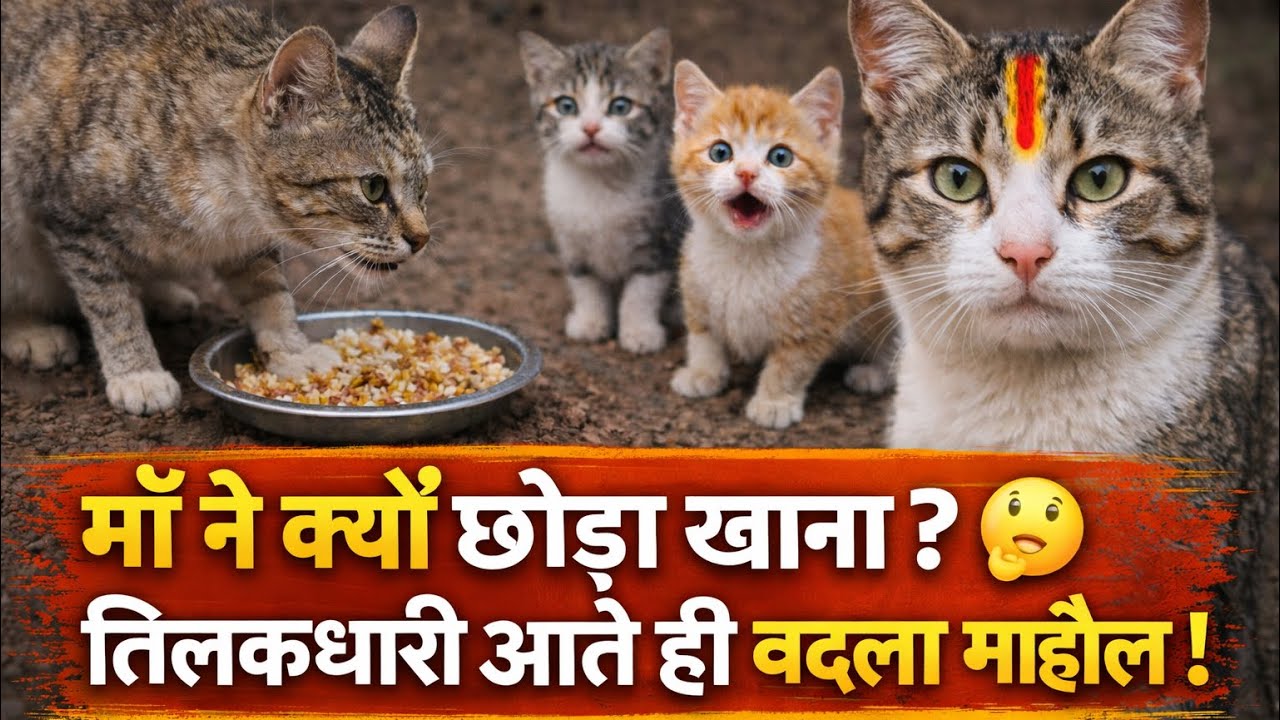 माँ ने क्यों छोड़ा खाना? 🤔 | तिलकधारी आते ही बदला माहौल | #meaokerang #cat #trending