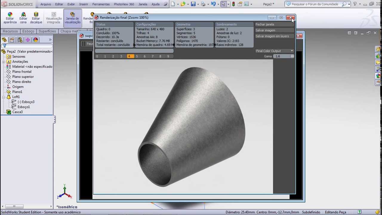 Aula 9 - SolidWorks Criando uma Redução Excêntrica - Marcelo Pereira