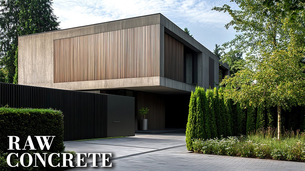 Raw Concrete House Design with Minimalist Luxury Architecture for Sustainable Living