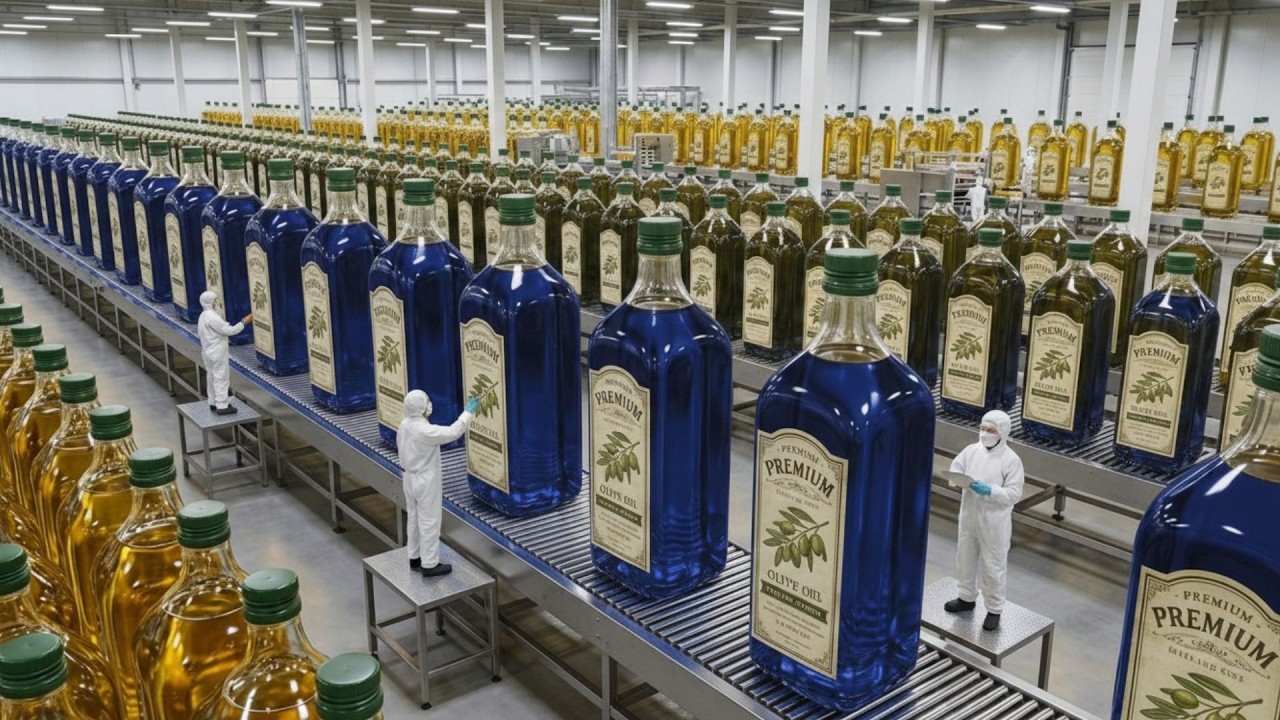 PREMIUM OLIVE ESTATE: COLD-PRESS JOURNEY — SUN-KISSED FRUIT TO SEALED GLASS BOTTLE.