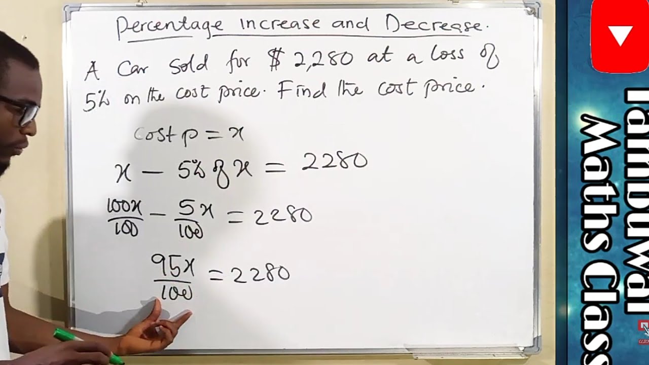 Word Problems Leading To Percentage Increase and Decrease