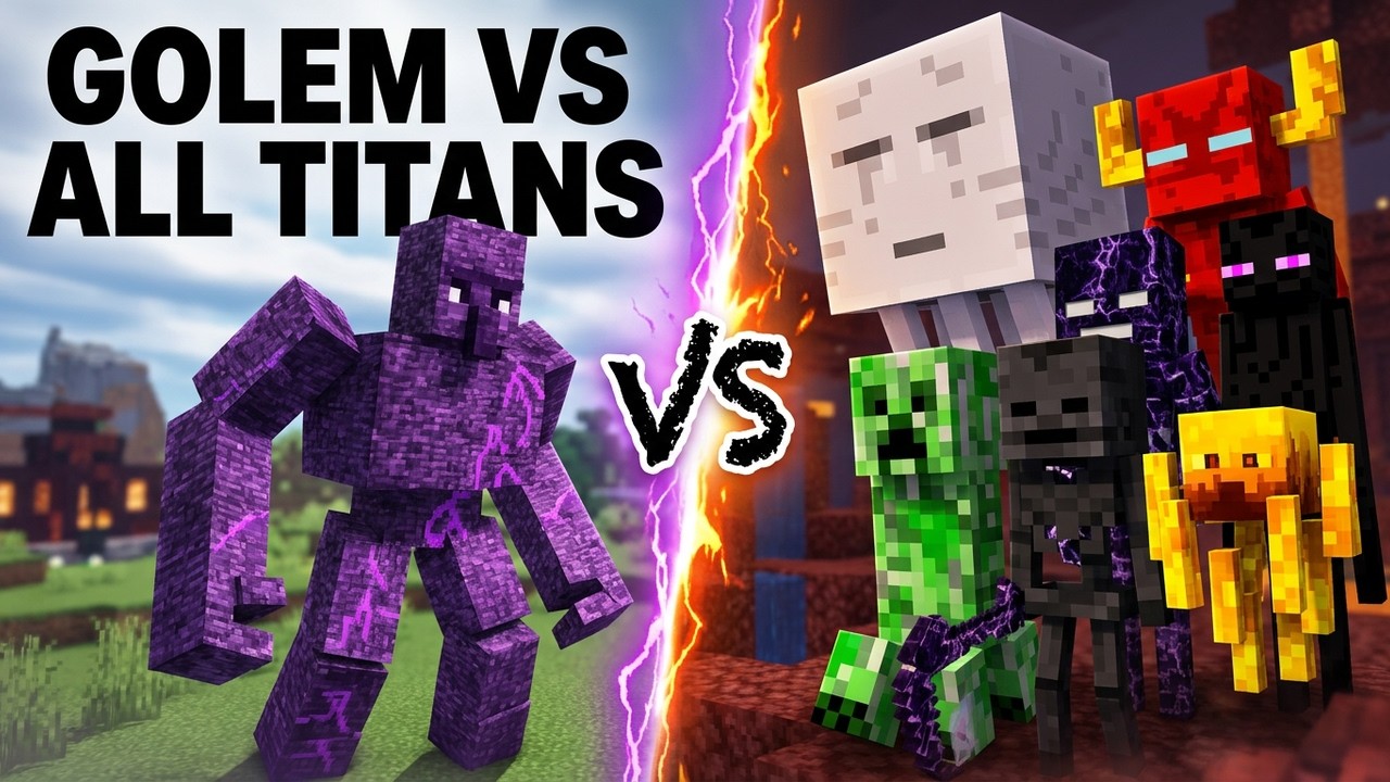 TITAN BEDROCK GOLEM vs ALL TITAN BOSSES | Minecraft Mob Battle