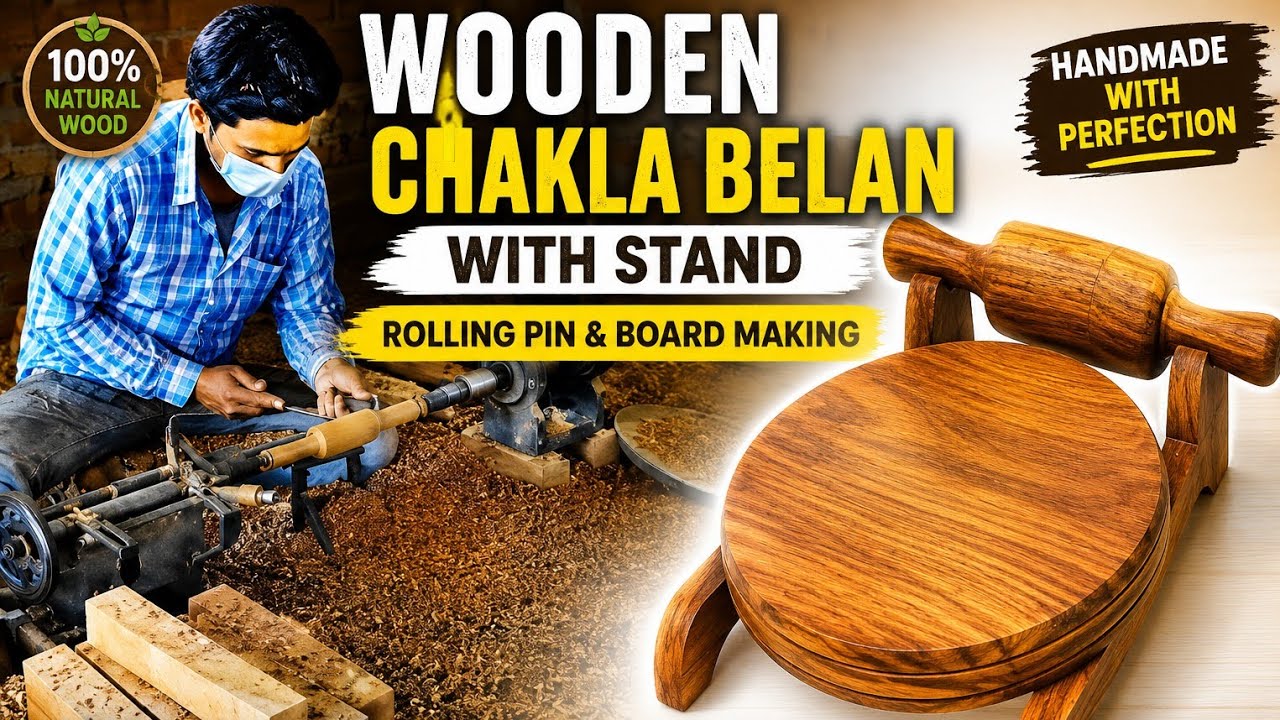 Wooden chakla belan with stand | Rolling pin & board making | Shesham wood AKA Rosewood