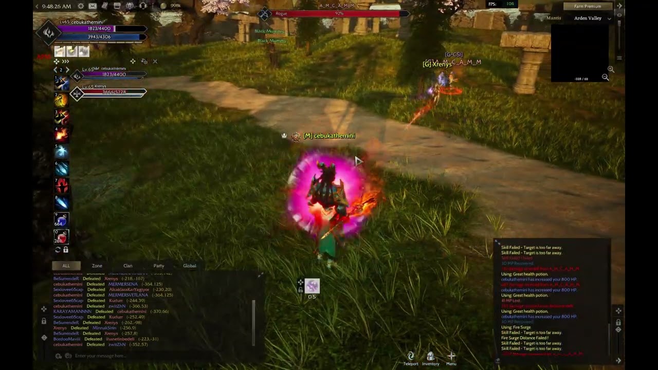 Rise Online 65 Haritası Arden Valleyin Hali ve Solo Mage PK