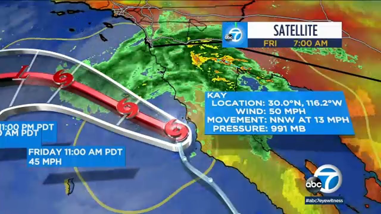 Hurricane Kay downgraded to tropical storm, tracking toward Southern California | ABC7