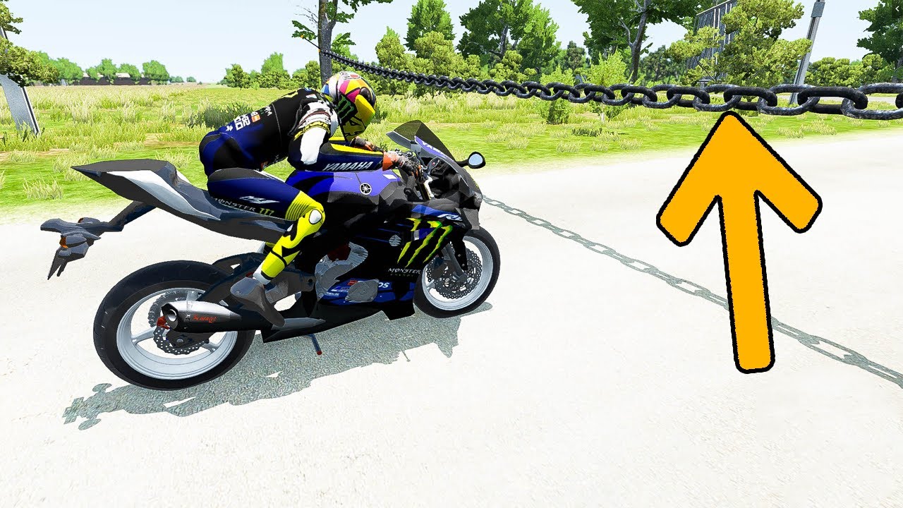 ซิ่งมอไซต์! ชนโซ่ที่ตรึงเอาไว้สภาพรถจะเป็นยังไง?BeamNG.drive Part101