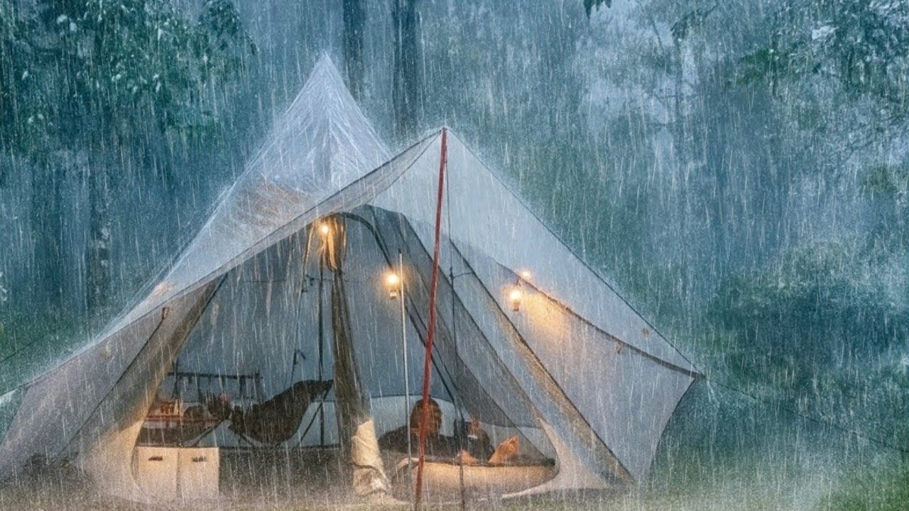 AMAZING‼️VERY HEAVY RAIN WITH THUNDERSTORM⛈️SOLO CAMPING IN HEAVY RAIN WITH THUNDERSTORM 
