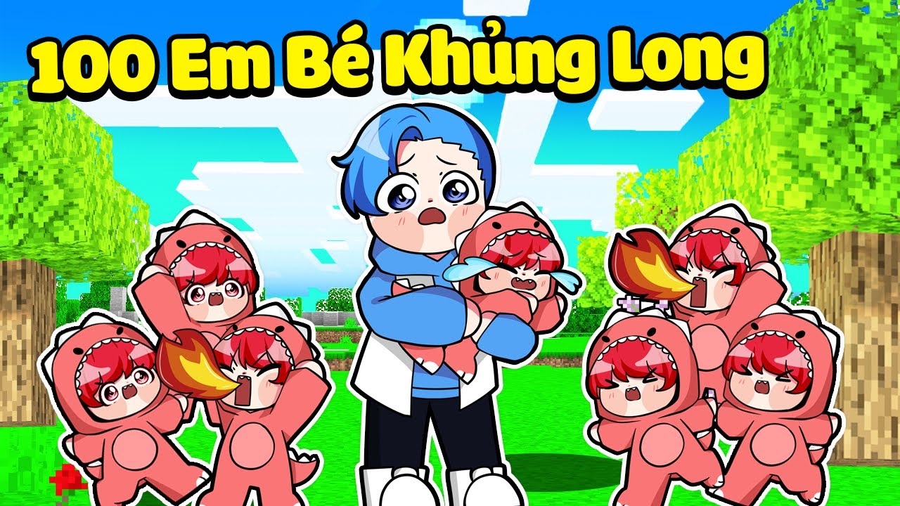 HUY NOOB MỆT MỎI NUÔI 100 EM BÉ KHỦNG LONG TRONG MINECRAFT*HUY NOOB 1 NGÀY NUÔI KHỦNG LONG 👶🦖