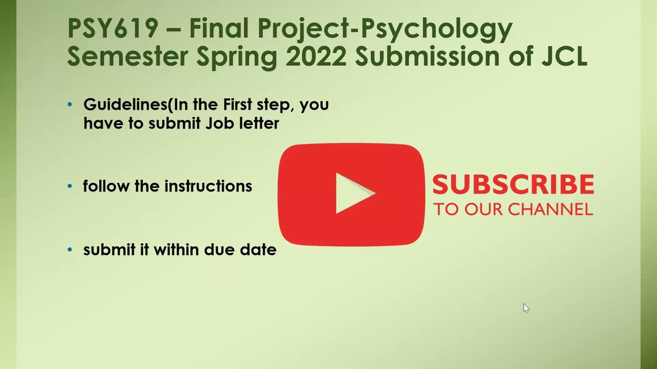 PSY619-Final Year Project JCL Guidelines Spring 2022
